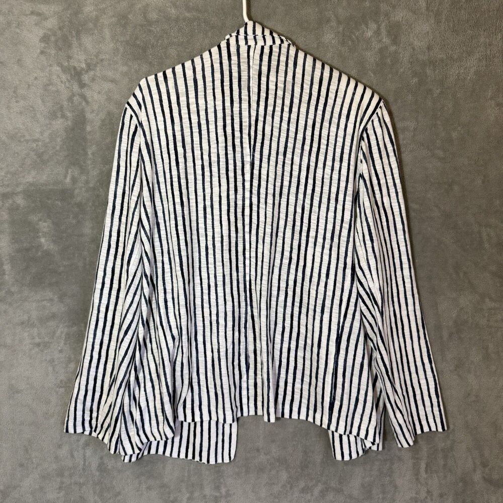 Chicos Blazer Womens 4 US 2XL Blue White Striped Nautical Beachy Modal Blend - Picture 4 of 9